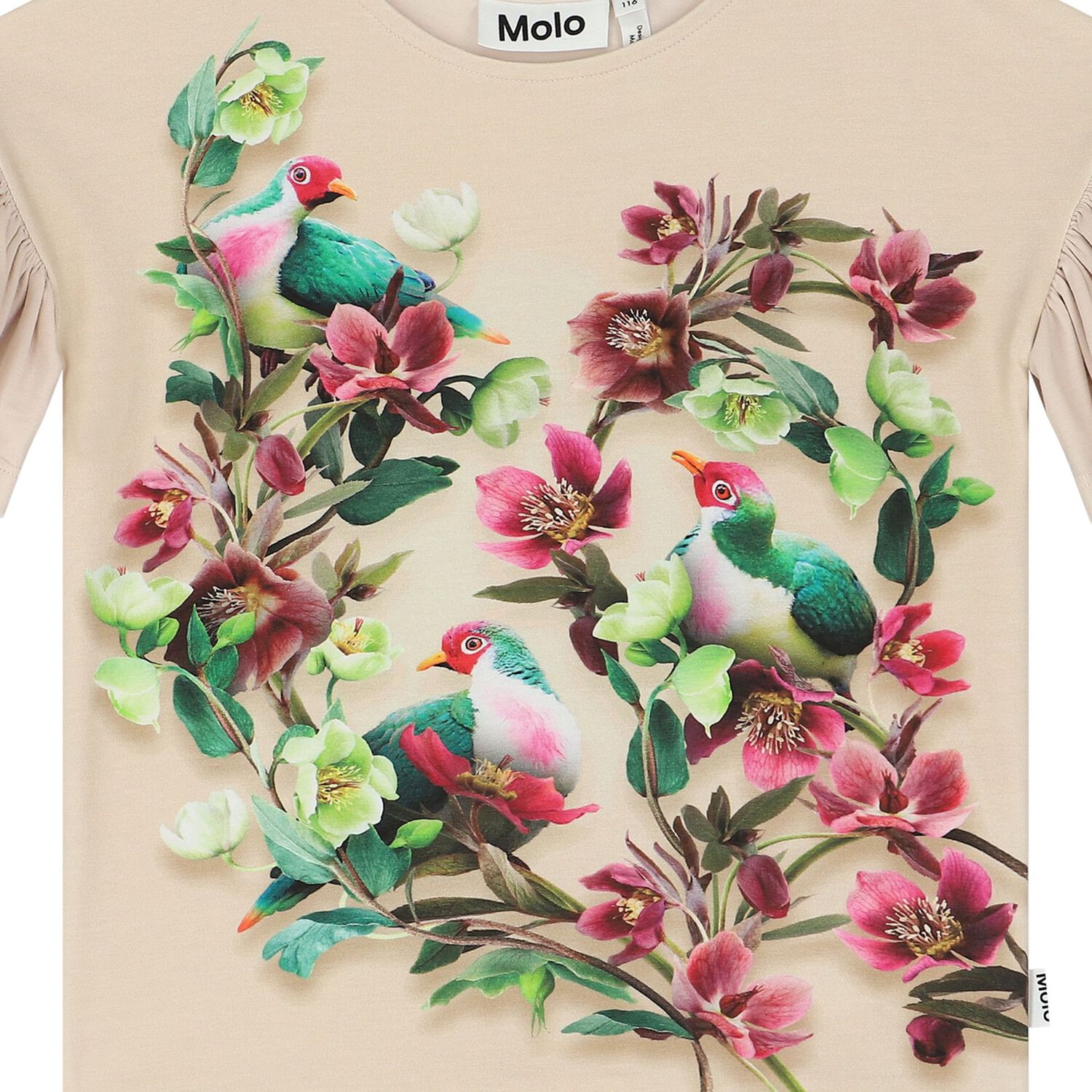 Girls Beige Ruffle T-shirts, 1, hi-res