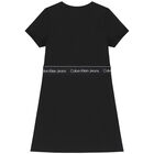 Girls Black Logo Dress, 1, hi-res