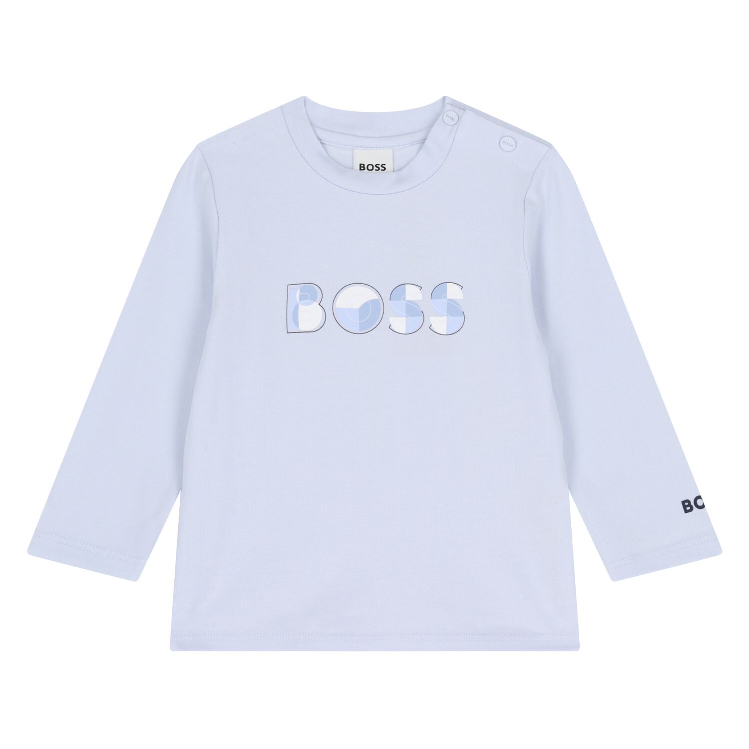 Baby Boys Blue Logo Long Sleeve Top, 2, hi-res