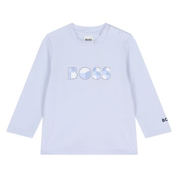 Baby Boys Blue Logo Long Sleeve Top