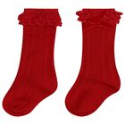 Baby Girls Red Lace Socks, 1, hi-res