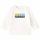 Younger Boys Ivory Logo Long Sleeve Top, 1, hi-res