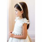 Girls Ivory & Gold Special Occasion Dress, 1, hi-res