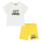 Younger White & Yellow Teddy Bear Shorts Set, 3, hi-res