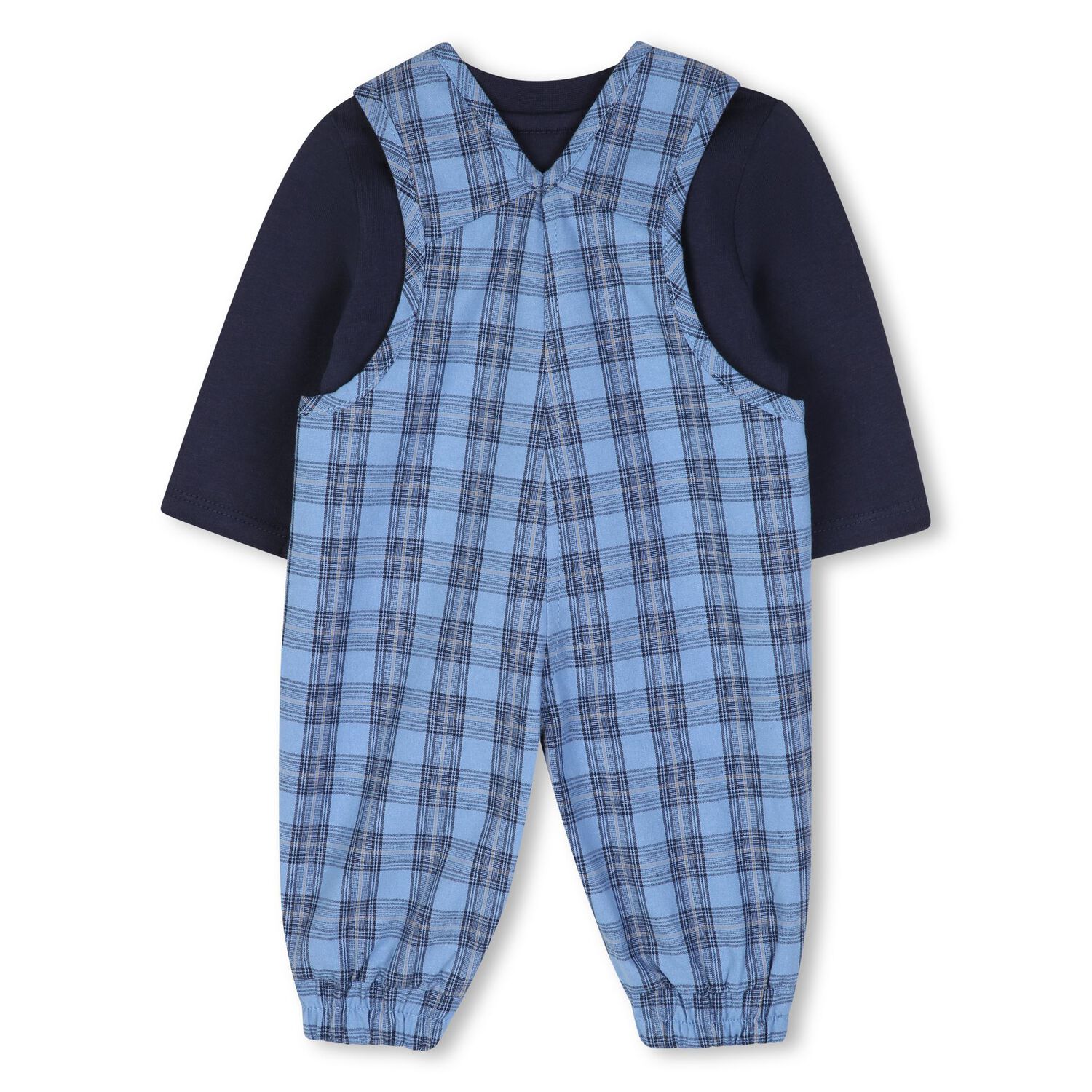 Baby Boys Blue & Navy Blue Dungaree Gift Set, 1, hi-res