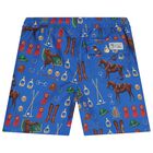 Boys Blue Polo Swim Shorts, 1, hi-res