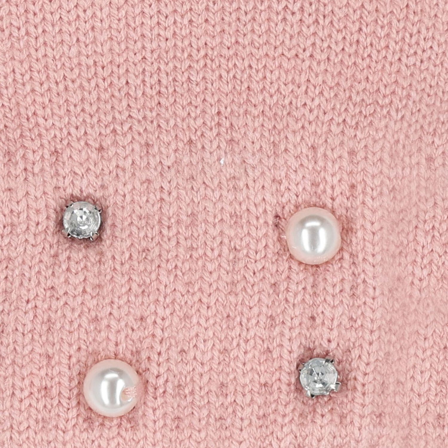Girls Pink Embellished Knitted Gloves, 1, hi-res