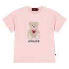 Younger Girls Pink Teddy Bear Logo T-Shirt, 2, hi-res
