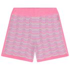 Girls Pink & Purple Crochet Knit Shorts, 1, hi-res
