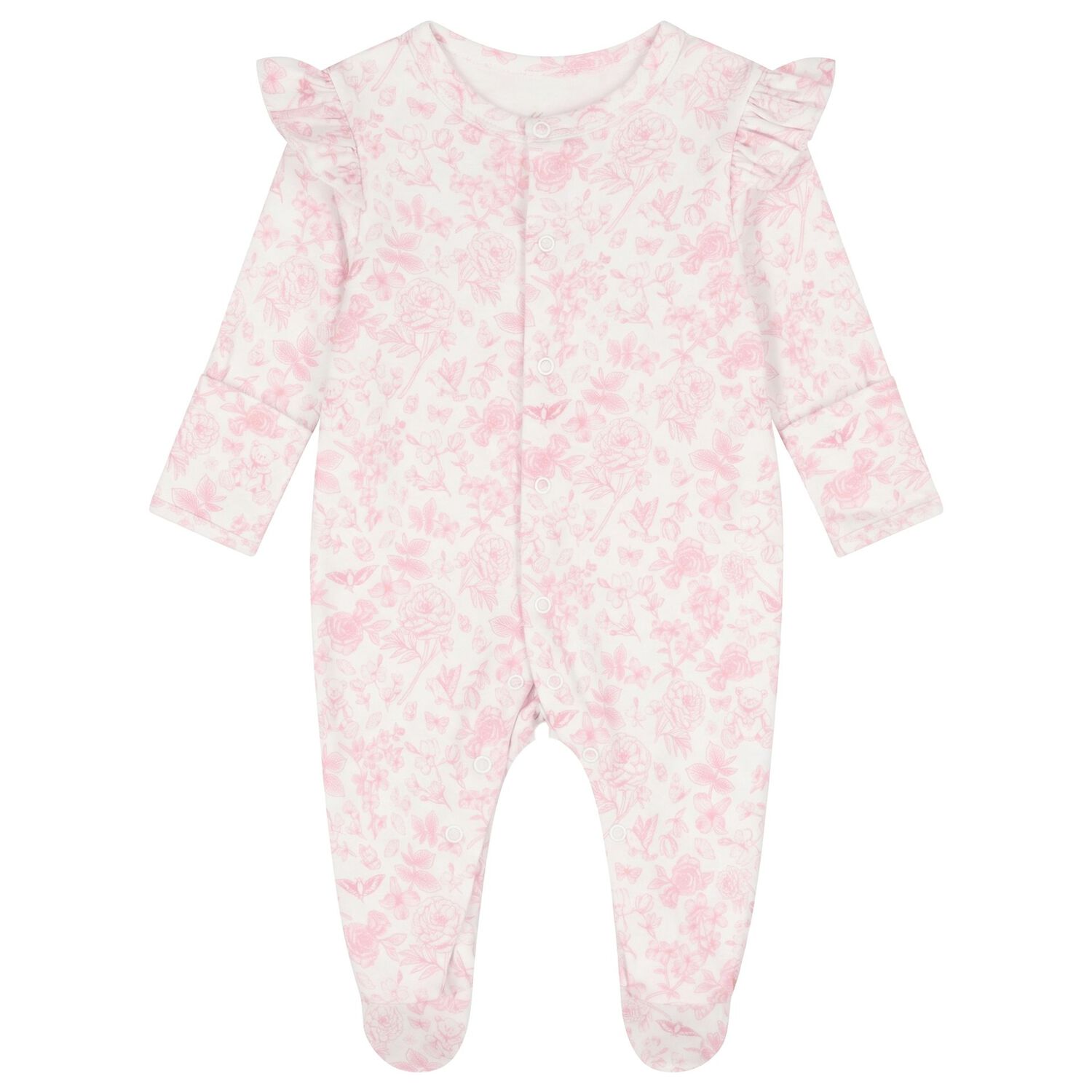Baby Girls White & Pink Floral Babygrow Gift Set, 1, hi-res