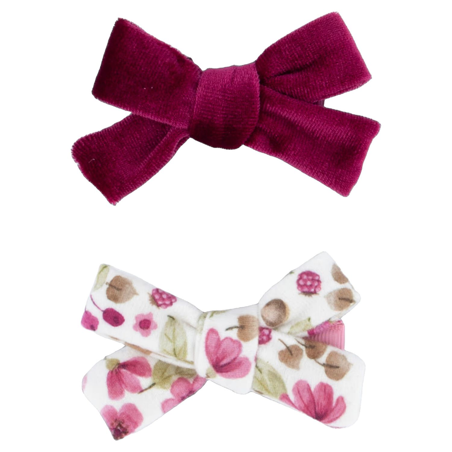 Girls Burgundy and Ivory Bow Hairclips ( 2 Pack ), 1, hi-res