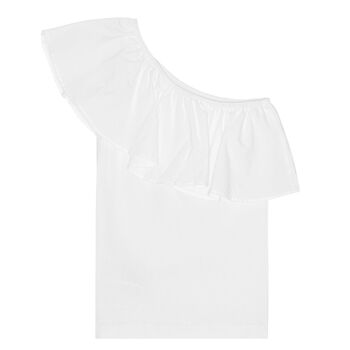 Girls White Ruffle Rebecca Top