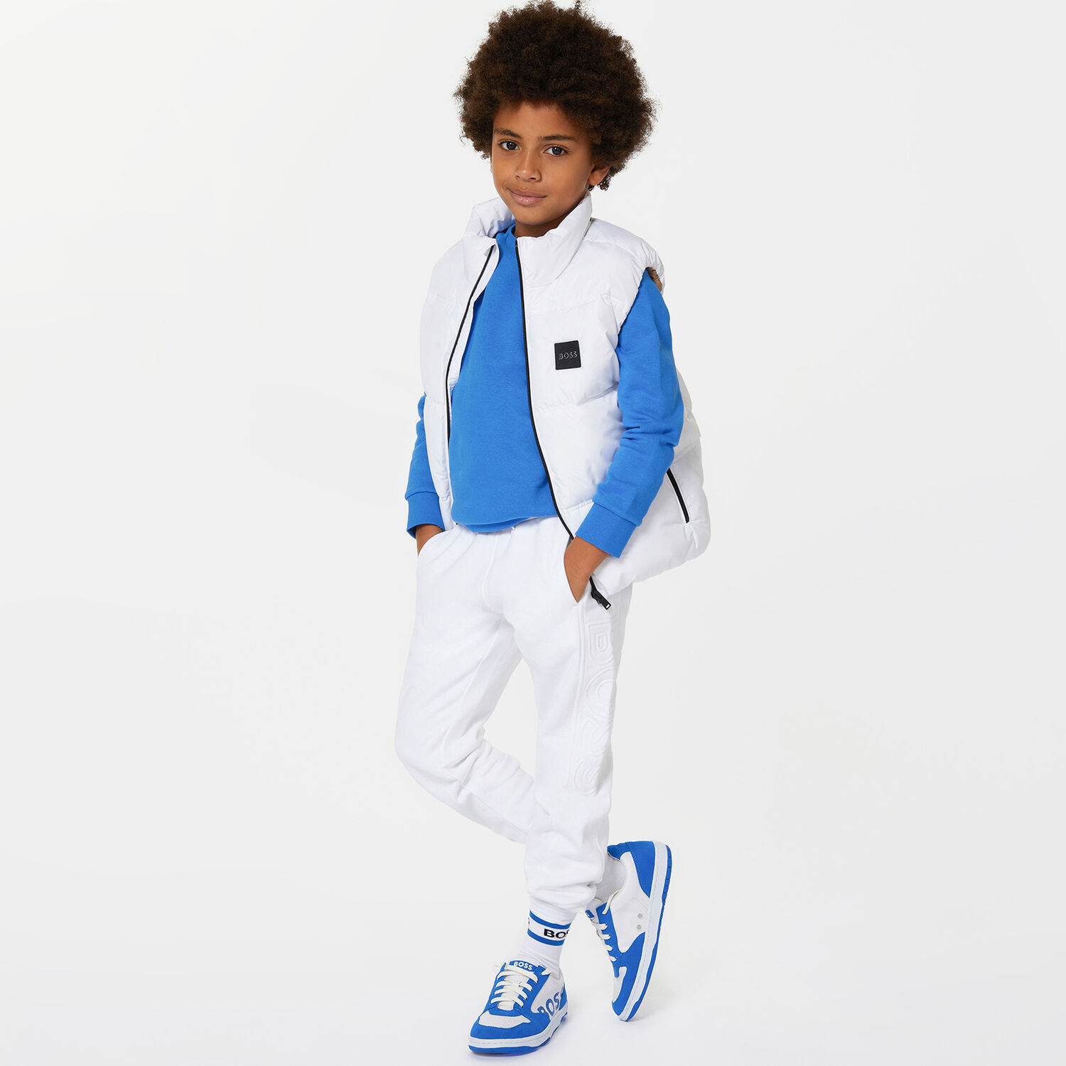 Boys White & Navy Blue Logo Socks (2 Pack), 2, hi-res