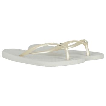 Girls Grey Logo Flip Flops