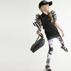 Girls Black & Grey Logo Leggings, 1, hi-res
