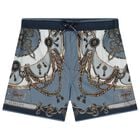 Boys Blue Logo Swim Shorts , 1, hi-res