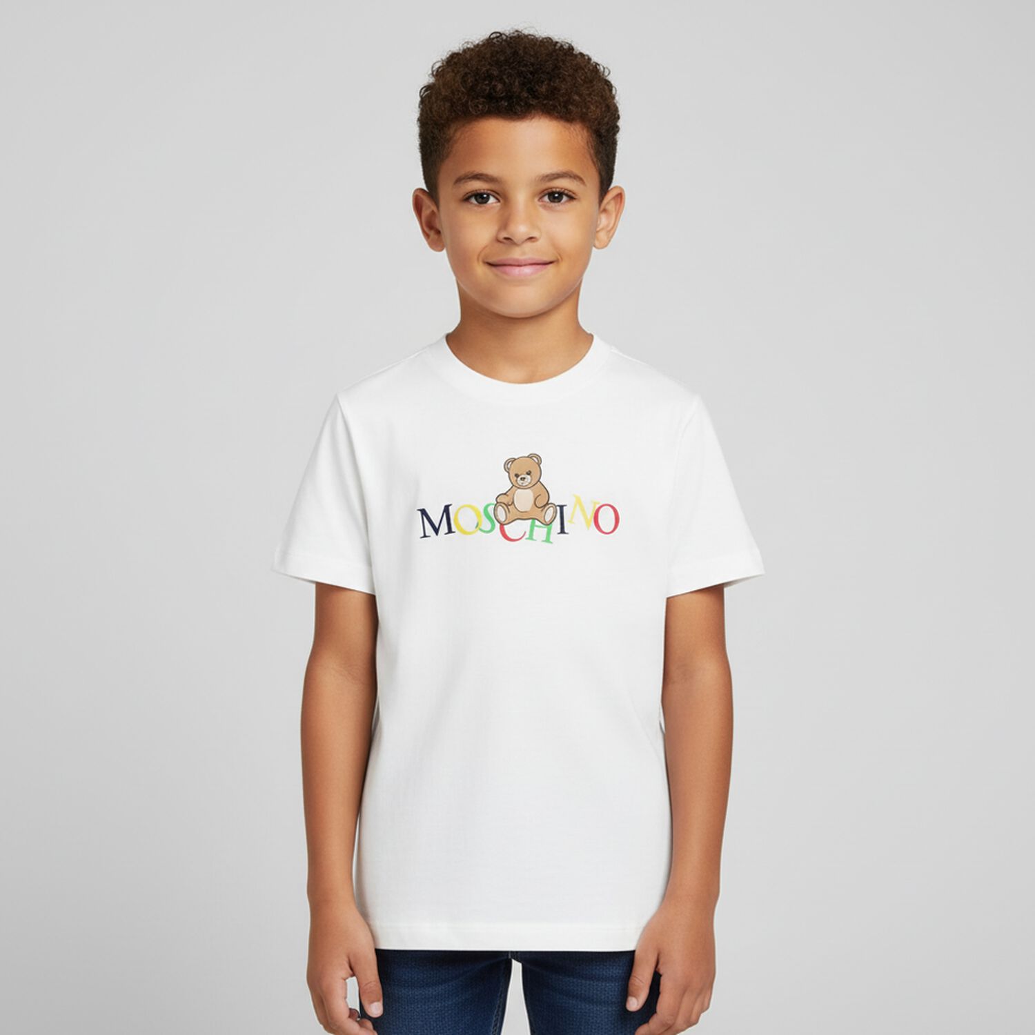 White Teddy Bear Logo T-Shirt, 1, hi-res