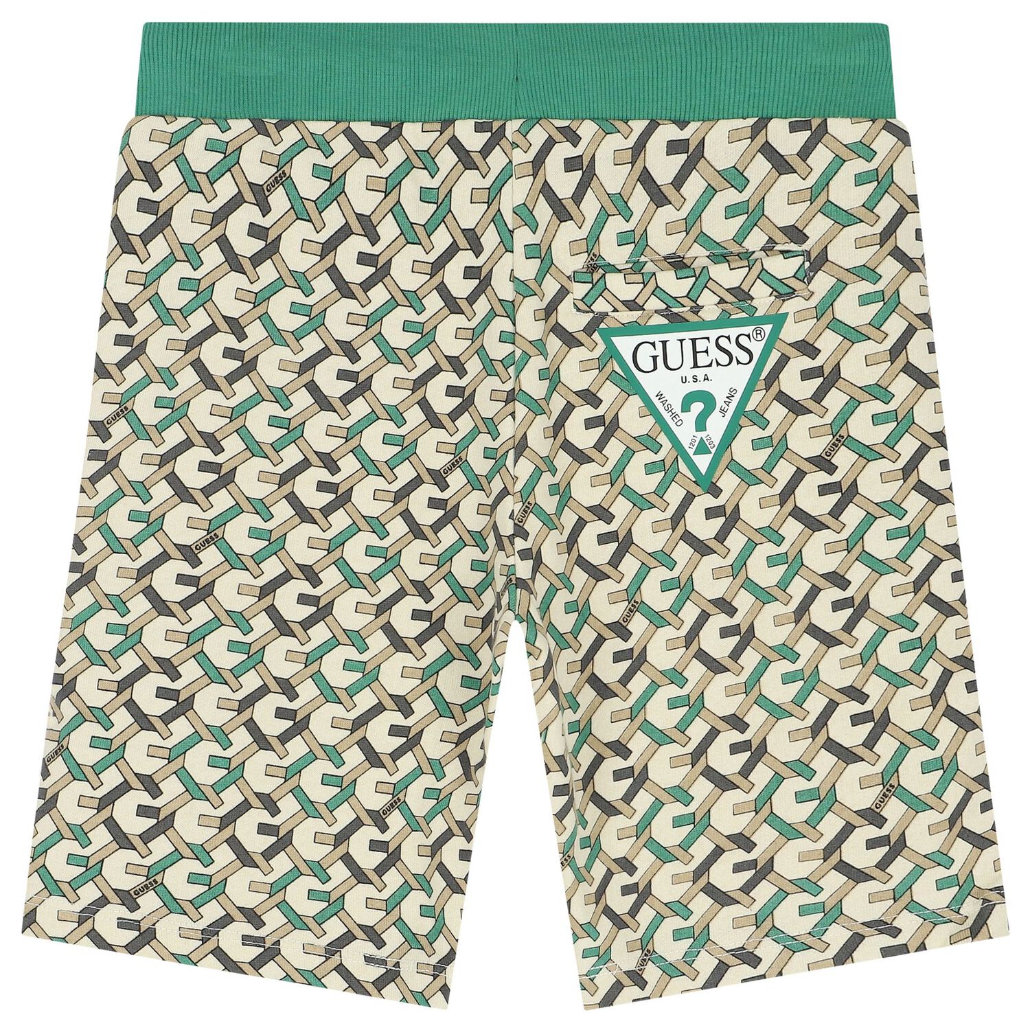Boys Beige & Green Shorts, 1, hi-res image number null