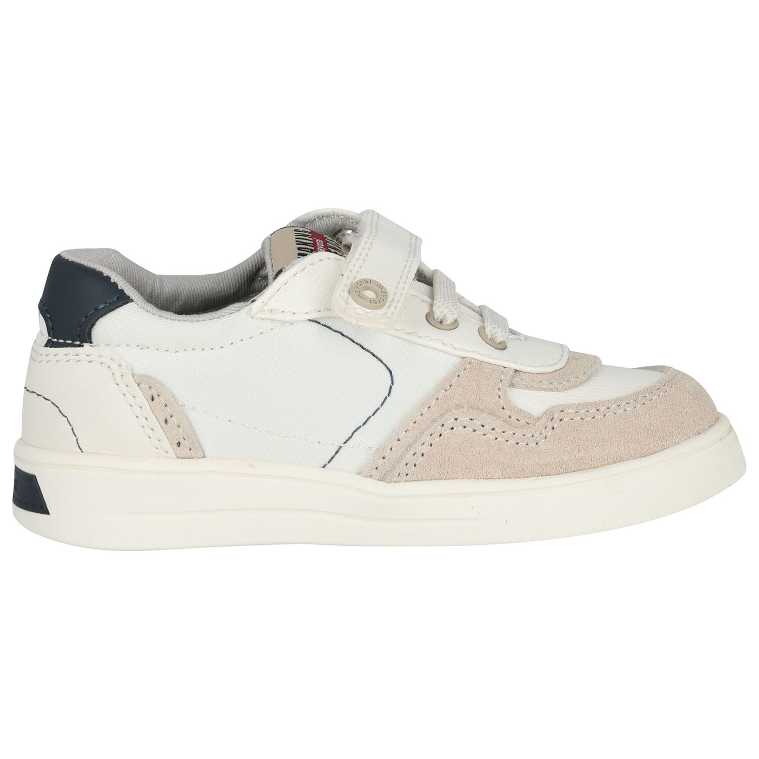 Younger Boys White & Beige Trainers, 1, hi-res