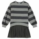 Girls Grey Striped Dress Set, 1, hi-res