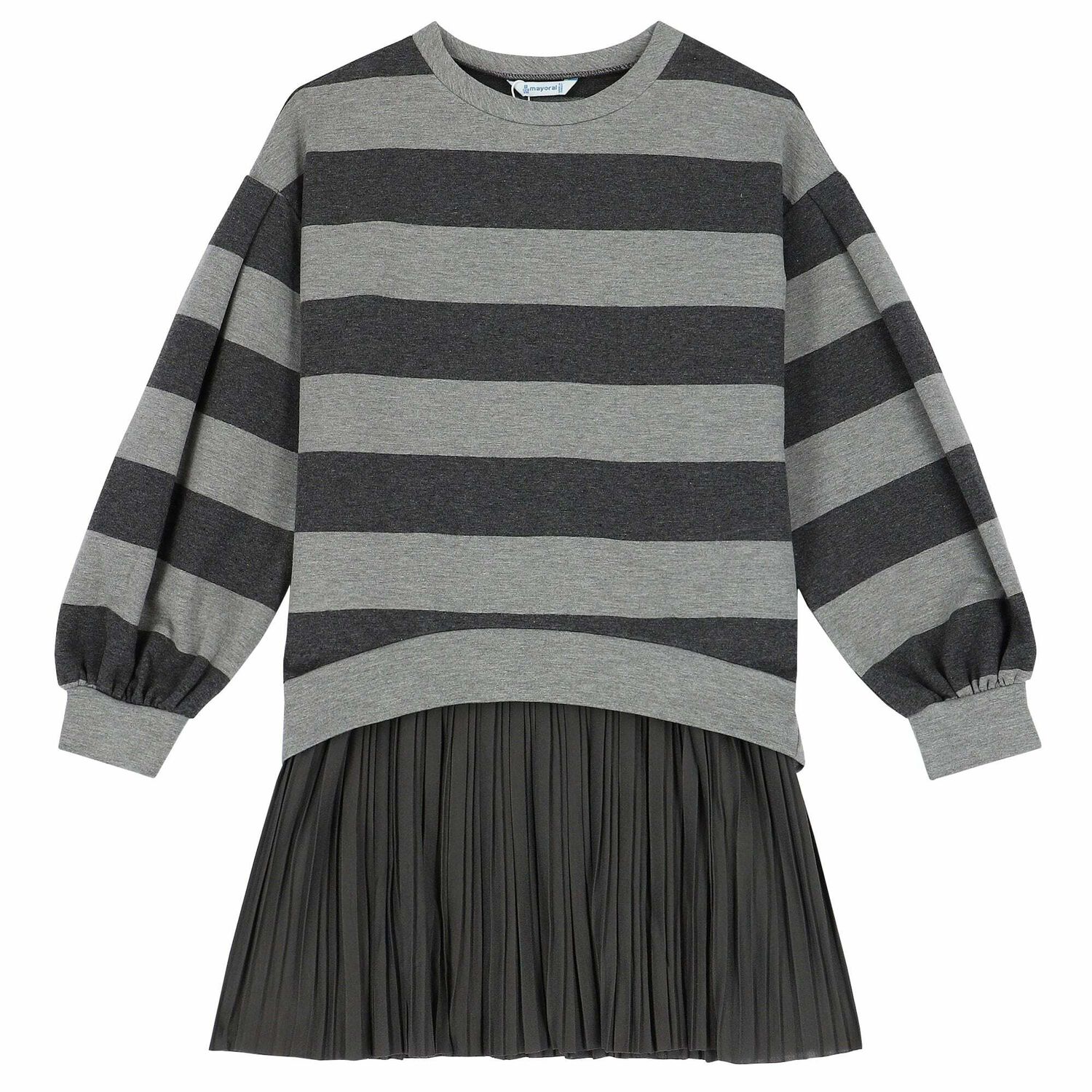 Girls Grey Striped Dress Set, 1, hi-res image number null