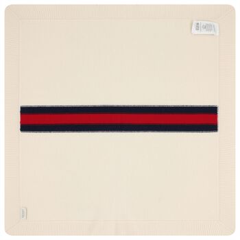 Ivory Web Striped Baby Blanket
