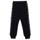 Boys Black Logo Joggers, 1, hi-res