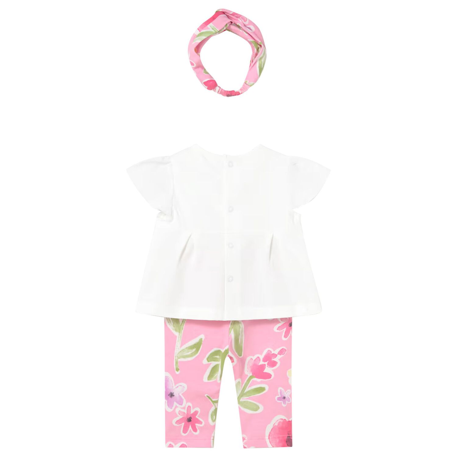 Baby Girls Ivory & Pink Floral Leggings Set, 1, hi-res