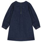 Girls Denim Blue Embellished Dress, 1, hi-res