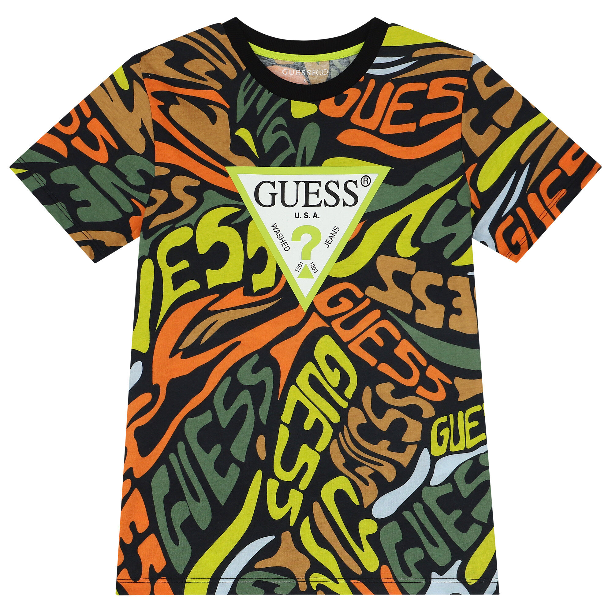 Black and yellow guess shirt discount