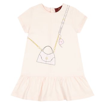 Younger Girls Pink Bag Logo Dress