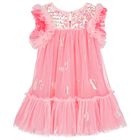 Girls Pink Sequin Tulle Dress, 1, hi-res