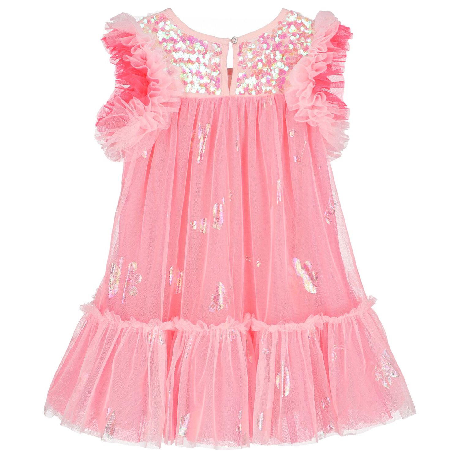Girls Pink Sequin Tulle Dress, 1, hi-res