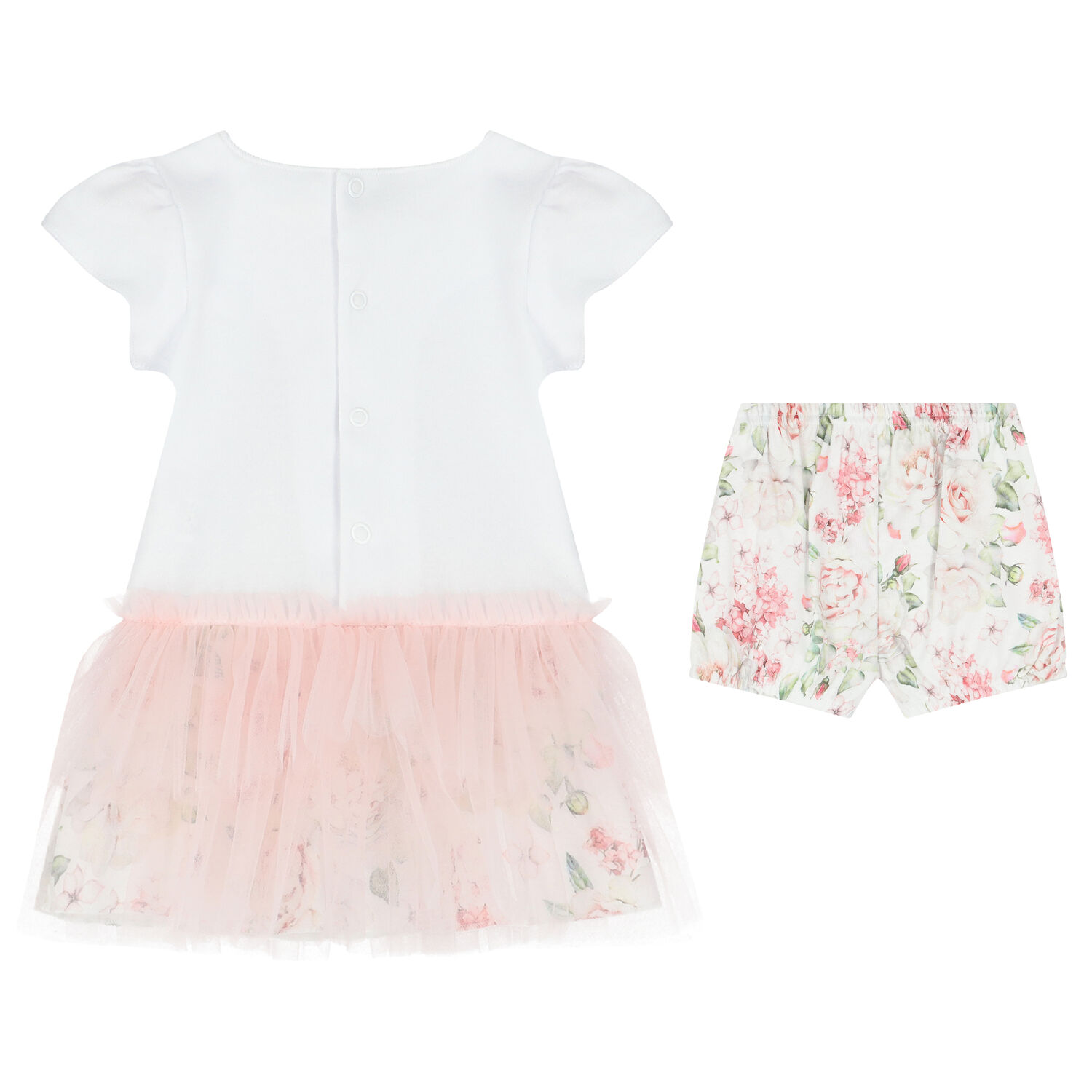 Baby Girls White Floral Dress Set, 1, hi-res