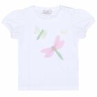 Younger Girls White Butterfly Tulle Top, 1, hi-res