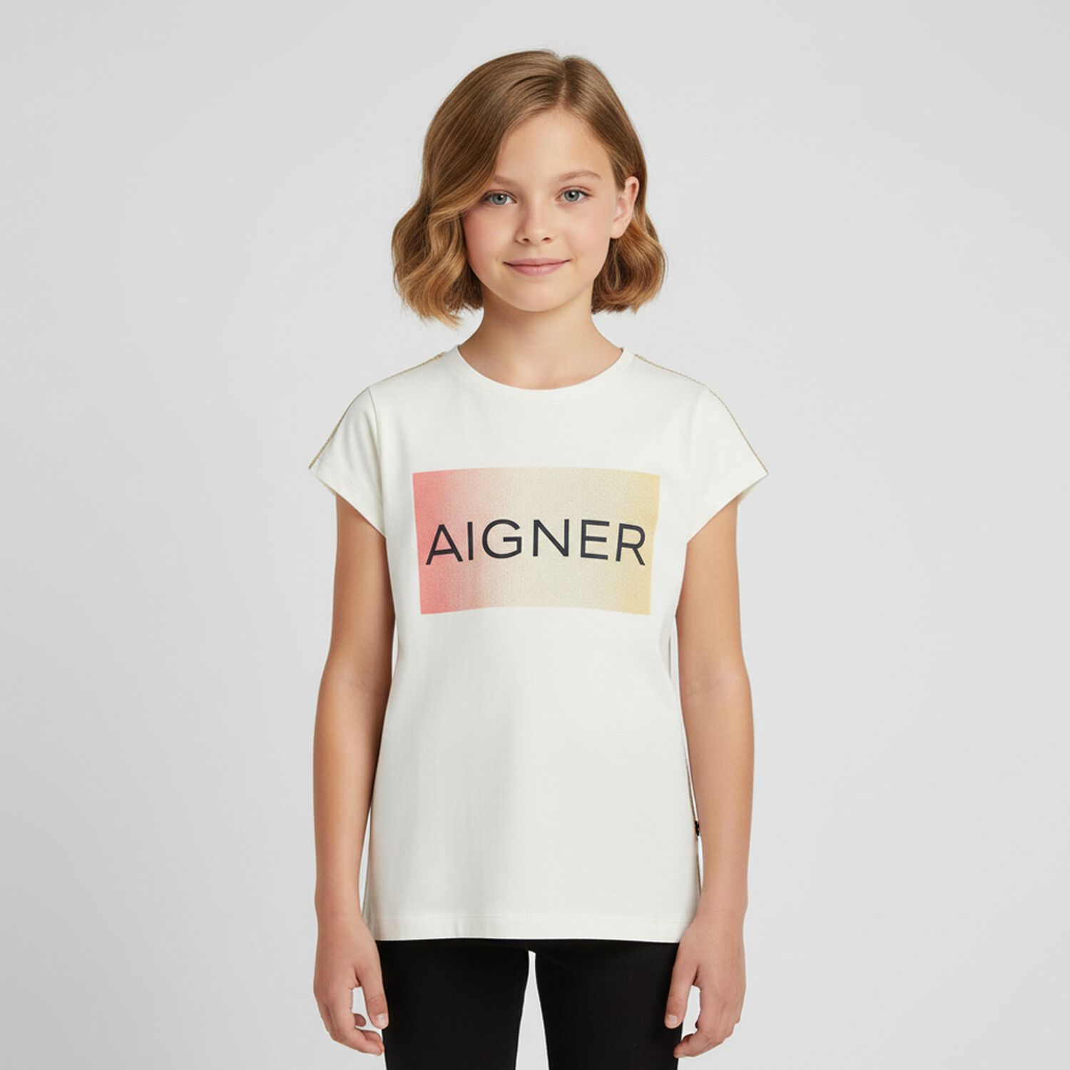 Girls Ivory Logo T-Shirt, 3, hi-res
