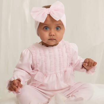 Girls Pink Babygrow & Headband Set