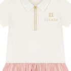Younger Girls Ivory & Pink Logo Polo Dress, 1, hi-res