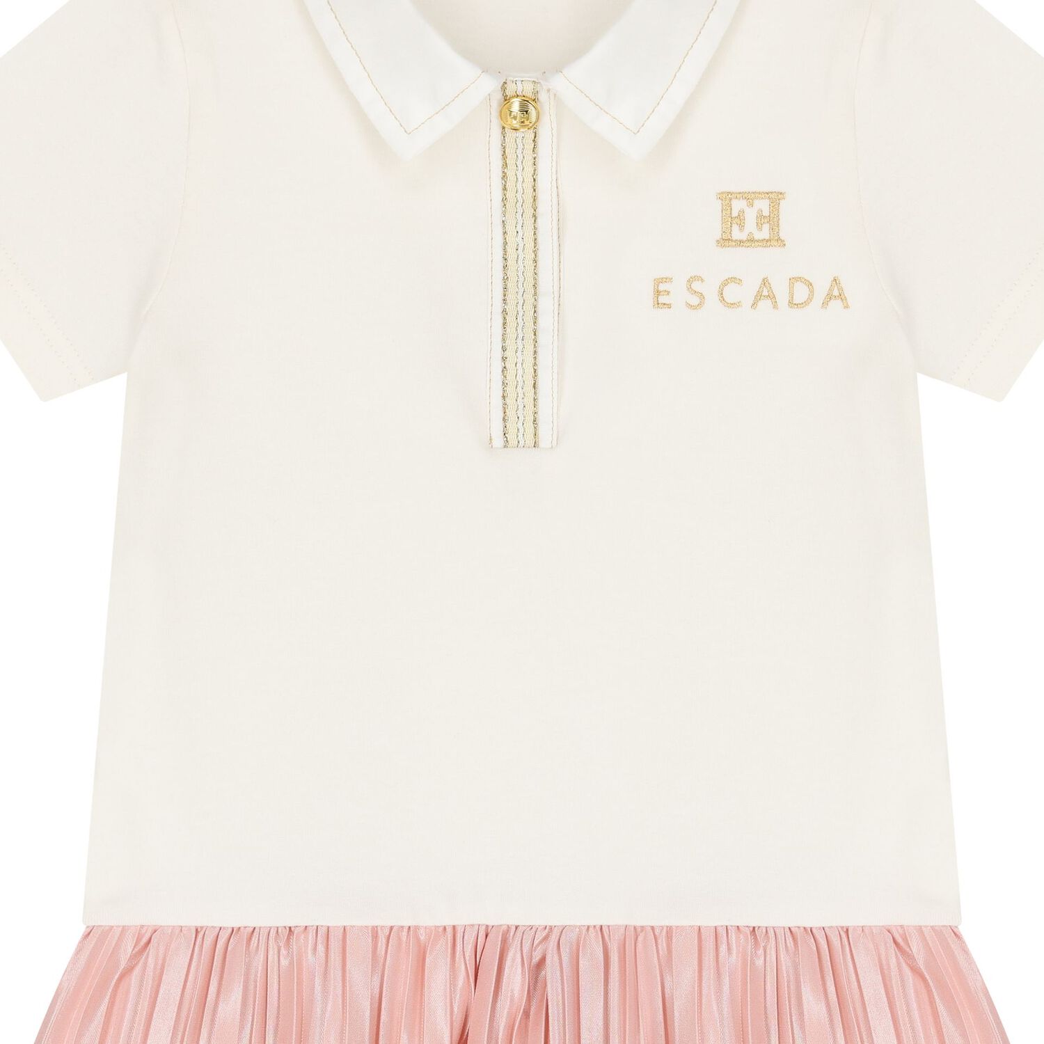 Younger Girls Ivory & Pink Logo Polo Dress, 1, hi-res