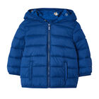 Younger Boys Blue Puffer Jacket, 1, hi-res