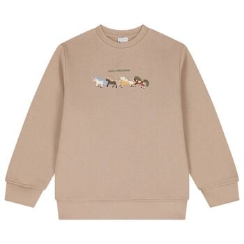 Boys Beige Horse Logo Sweatshirt