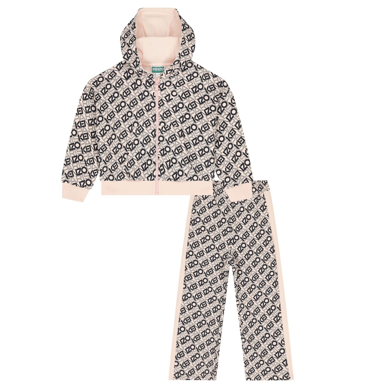 Girls Pink & Black Logo Tracksuit, 1, hi-res