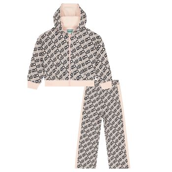 Girls Pink & Black Logo Tracksuit