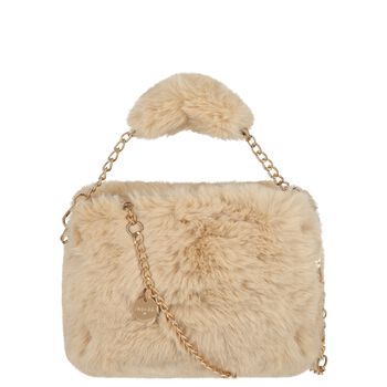 Girls Beige Faux Fur Handbag