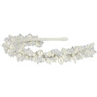 Girls White Embellished Pearl & Crystal Headband, 1, hi-res