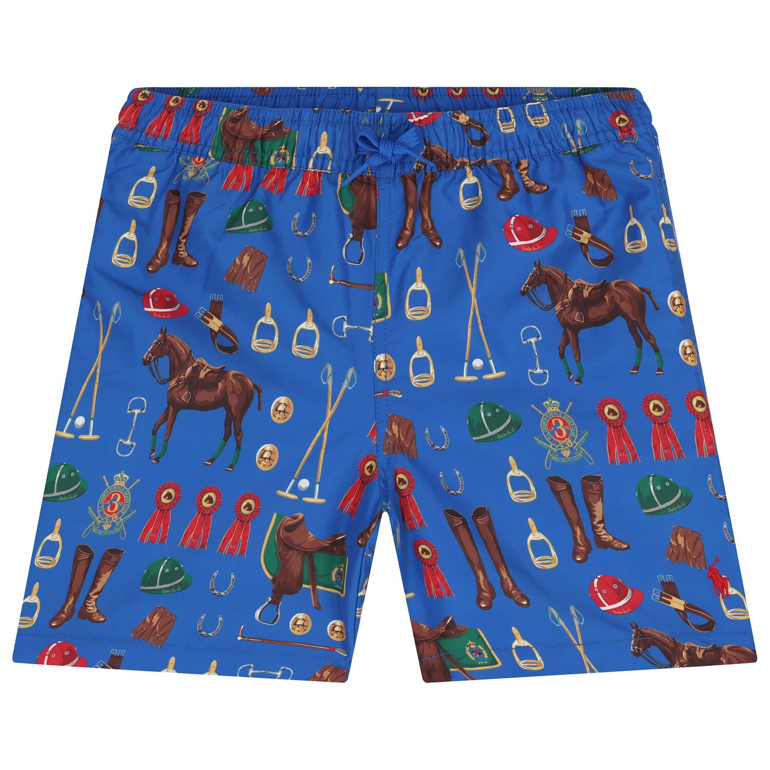 Boys Blue Polo Swim Shorts, 1, hi-res