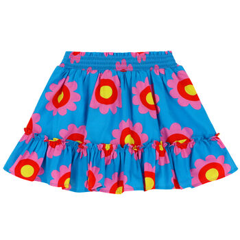 Girls Blue Floral Skirt