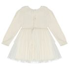 Younger Girls Ivory Knitted & Tulle Dress , 1, hi-res