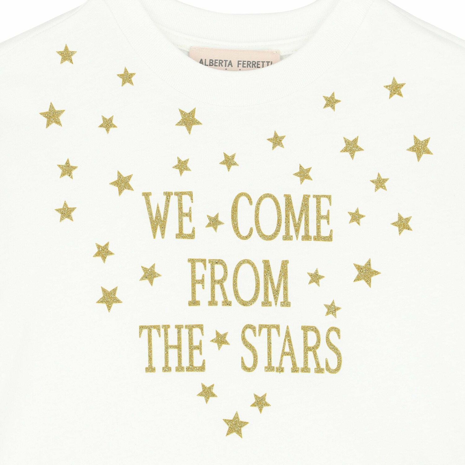 Girls White & Gold Crop Top, 1, hi-res