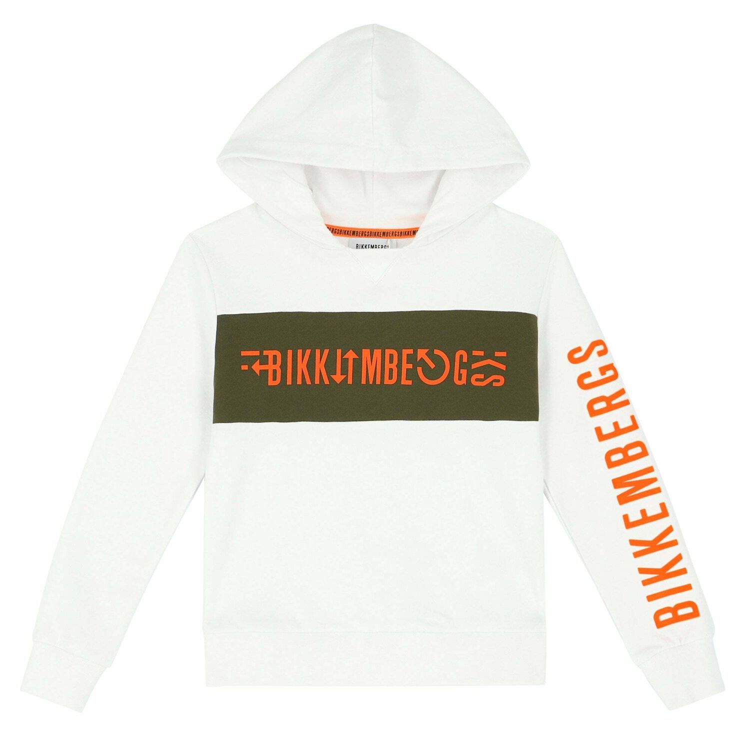 Boys White Logo Hoodie Top, 1, hi-res